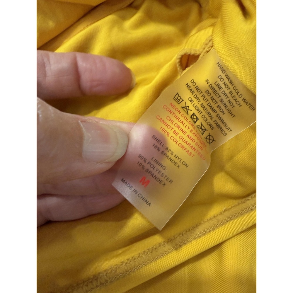 Swimsuit Womens Medium Yellow Halter Ruched One Piece Lined Bathing Suit - Picture 5 of 8
